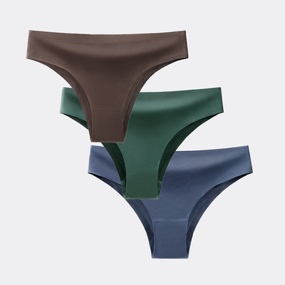 BANNIROU 3 buc. Chiloți pentru femei Lenjerie de corp Fitness Sport Lenjerie de femeie fără cusături Sexy T-back Tanga Thong Ice Mătase Intimate