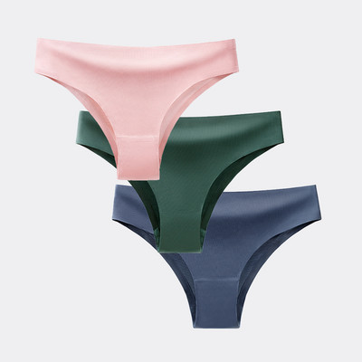 BANNIROU 3 buc. Chiloți pentru femei Lenjerie de corp Fitness Sport Lenjerie de femeie fără cusături Sexy T-back Tanga Thong Ice Mătase Intimate