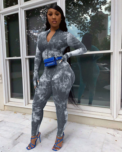 Uski kombinezon za teretanu Seksi ženski kombinezon s cvjetnim uzorkom uz tijelo