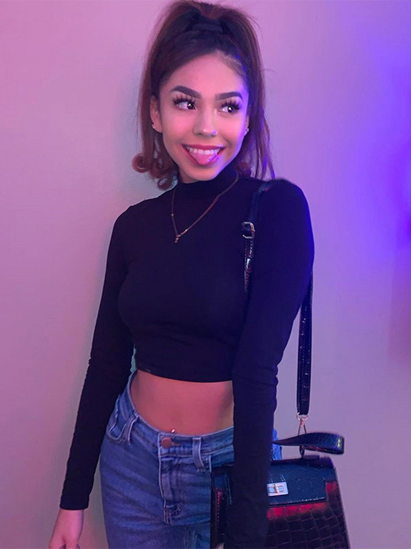 Tricou sexy din bumbac scobit, bandaj, fără spate, cu mânecă lungă, Harajuku, subțire, bodycon, tricouri tricotate