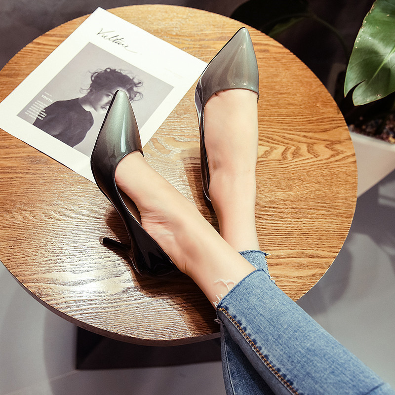 Cipele s gradijentnim bojama Ženske cipele Proljeće Ljeto Nove plitke šiljate seksi visoke potpetice Lakirane cipele s potpeticama Radne cipele