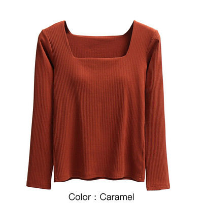 Dámske tričká s vystuženým elastickým topom, štvorcový výstrih, dlhý rukáv, trendy, sexy, ležérne, kórejské letné SA1087