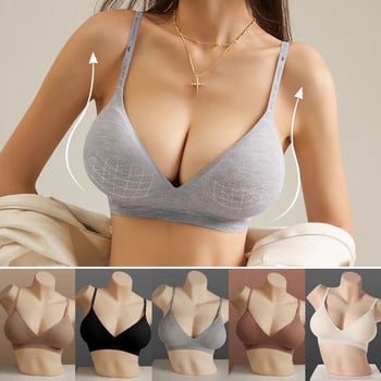 Γυναικεία σέξι σουτιέν χωρίς ραφές Bralette με βαθύ V λαιμό Σέξι γράμματα εσωρούχων με λουράκι μπλούζες Push Up Ασύρματο σουτιέν για γυναίκες