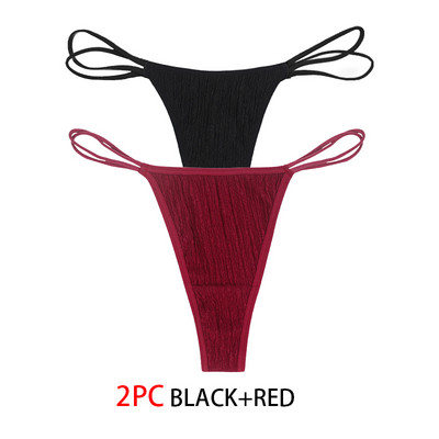 2 buc. Tanga sexy cu șnur pentru femei Chiloți cu talie joasă pentru femei Chiloți solizi Lenjerie intima confortabilă Lenjerie intimă Tanga