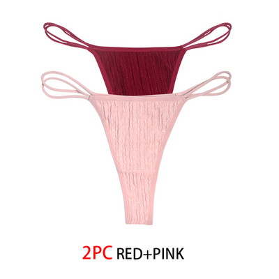 2 buc. Tanga sexy cu șnur pentru femei Chiloți cu talie joasă pentru femei Chiloți solizi Lenjerie intima confortabilă Lenjerie intimă Tanga
