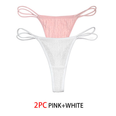 2 buc. Tanga sexy cu șnur pentru femei Chiloți cu talie joasă pentru femei Chiloți solizi Lenjerie intima confortabilă Lenjerie intimă Tanga