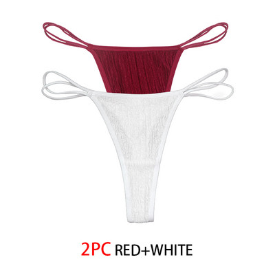 2 buc. Tanga sexy cu șnur pentru femei Chiloți cu talie joasă pentru femei Chiloți solizi Lenjerie intima confortabilă Lenjerie intimă Tanga