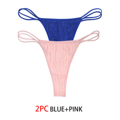 2 buc. Tanga sexy cu șnur pentru femei Chiloți cu talie joasă pentru femei Chiloți solizi Lenjerie intima confortabilă Lenjerie intimă Tanga