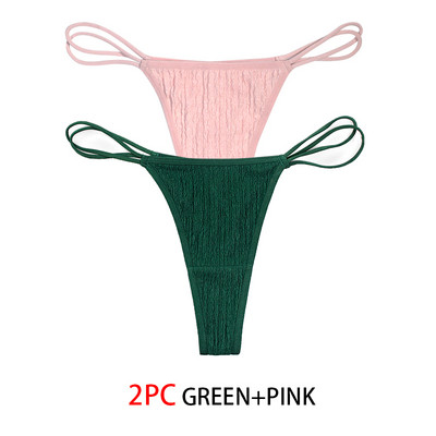 2 buc. Tanga sexy cu șnur pentru femei Chiloți cu talie joasă pentru femei Chiloți solizi Lenjerie intima confortabilă Lenjerie intimă Tanga