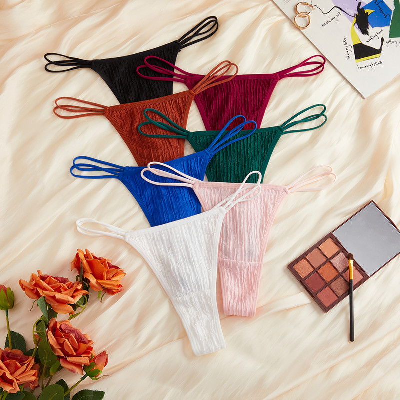 2 buc. Tanga sexy cu șnur pentru femei Chiloți cu talie joasă pentru femei Chiloți solizi Lenjerie intima confortabilă Lenjerie intimă Tanga