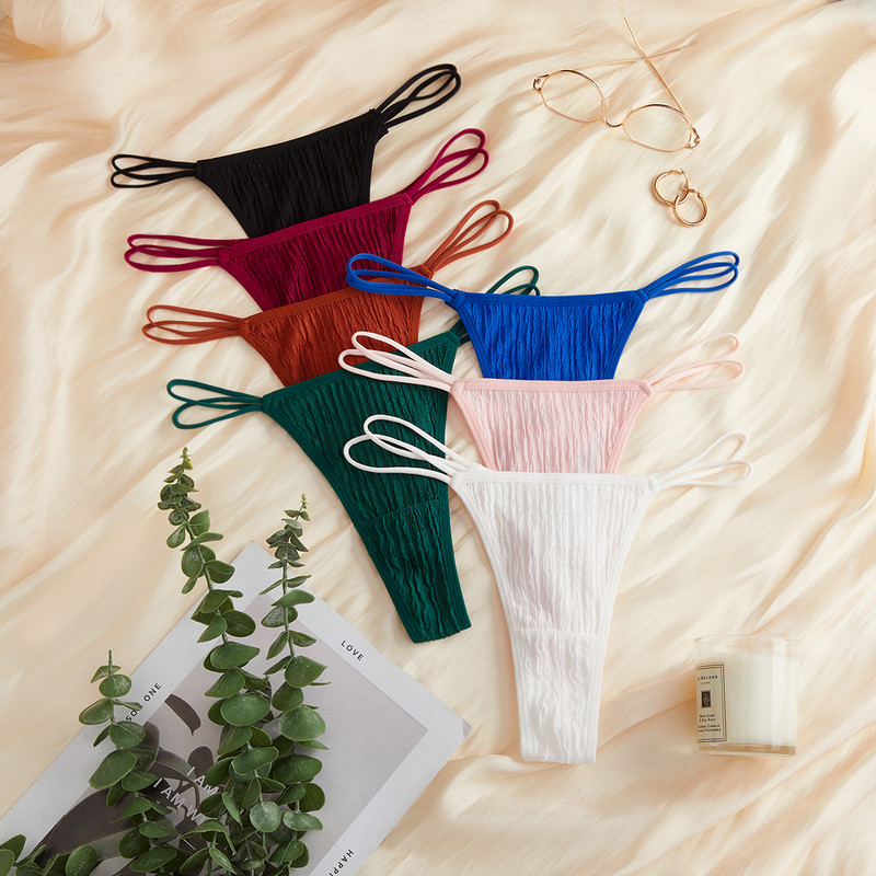 2 buc. Tanga sexy cu șnur pentru femei Chiloți cu talie joasă pentru femei Chiloți solizi Lenjerie intima confortabilă Lenjerie intimă Tanga