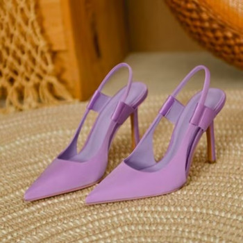 Пролет 2023 г. Нова марка Дамски сандали с релеф с остри пръсти С приплъзване на тънък висок ток Дамски елегантни помпи Обувки Dress Sanda