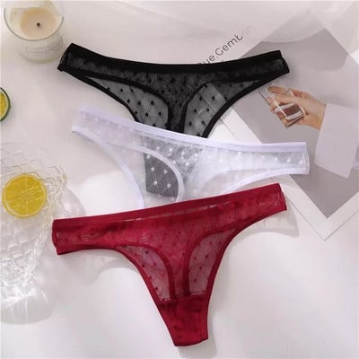 FINETOO szexi G-String tangás csipke női bugyi alacsony derékú női alsónadrág hálós perspektivikus rövidnadrág fehérnemű M-XL