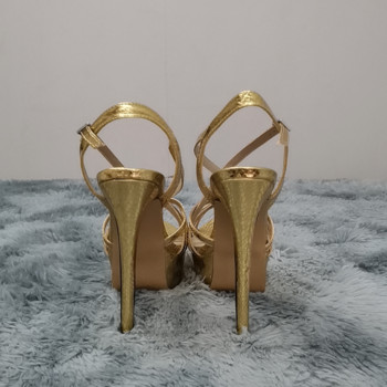 LOSLANDIFEN Дамски сандали Секси 14CM платформа с високи токчета Сандали с каишка за глезена Отворени пръсти Sanke Гладиаторска парти рокля Дамски обувки