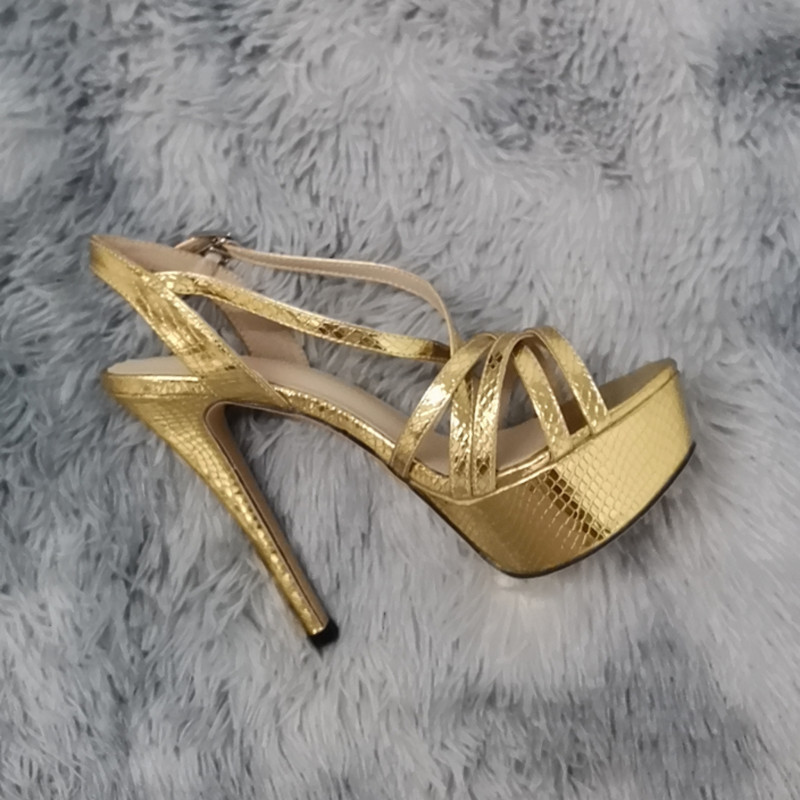 LOSLANDIFEN Дамски сандали Секси 14CM платформа с високи токчета Сандали с каишка за глезена Отворени пръсти Sanke Гладиаторска парти рокля Дамски обувки