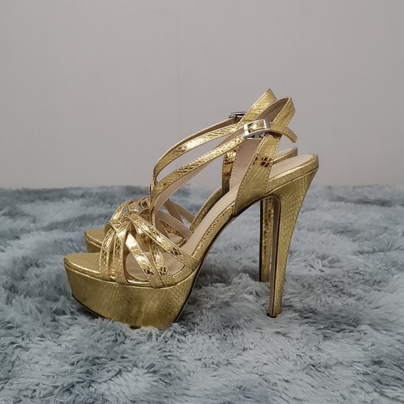 LOSLANDIFEN Дамски сандали Секси 14CM платформа с високи токчета Сандали с каишка за глезена Отворени пръсти Sanke Гладиаторска парти рокля Дамски обувки