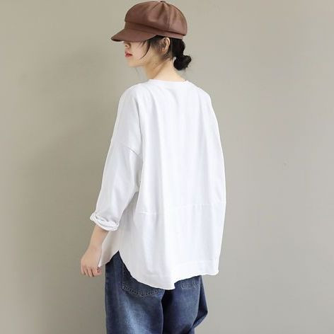 Yasuk Letné pevné ležérne dámske voľné tričká bavlnený top dámska blúzka s dlhým rukávom sveter s krátkym rukávom všestranná potlač vrecka