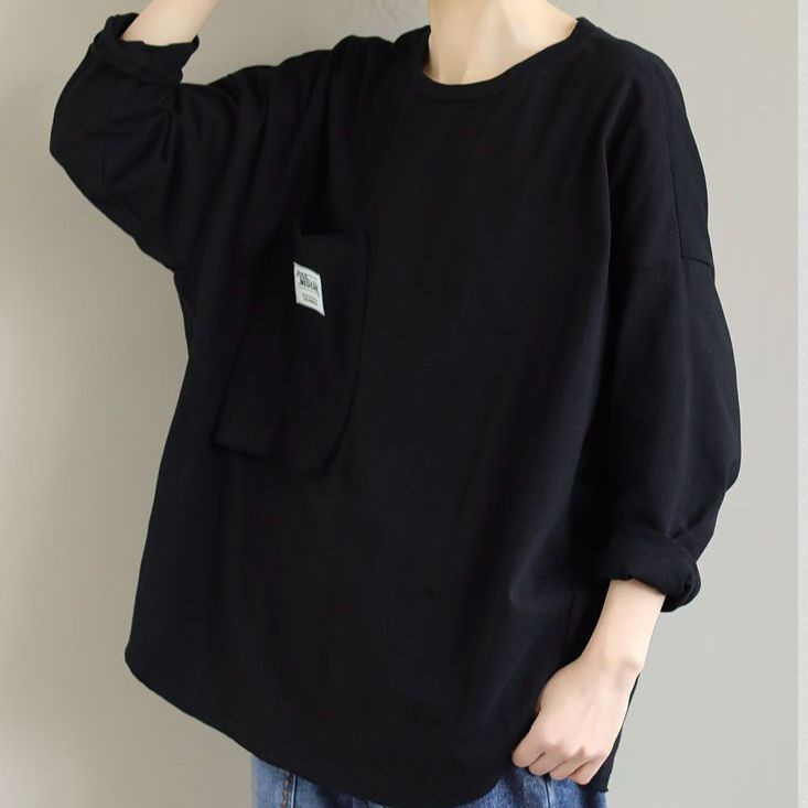 Yasuk Letné pevné ležérne dámske voľné tričká bavlnený top dámska blúzka s dlhým rukávom sveter s krátkym rukávom všestranná potlač vrecka