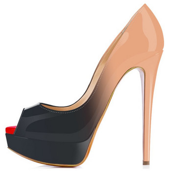 2023 New Women Pumps Sexy Platform Peep Toe 14cm εξαιρετικά ψηλά τακούνια στιλέτο λουστρίνι πάρτι Nightclub Κόκκινα παπούτσια γάμου