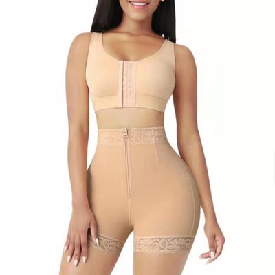 VIP жени Tummy Control Faja Zipper Sexy Lace Hip Waist Shorts Дамски бодита за отслабване на талията Shapewear Сутиен Lifter Lace