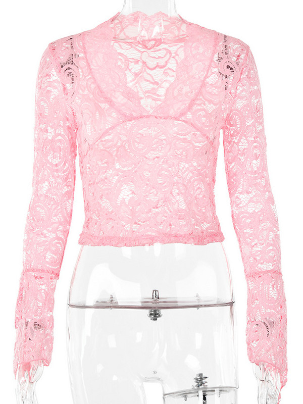 JULISSA MO Transparente cu decolteu în V cu mâneci lungi din dantelă topuri slabe ținute femei 2023 tricouri club de petrecere de vară tricouri haine de petrecere de club