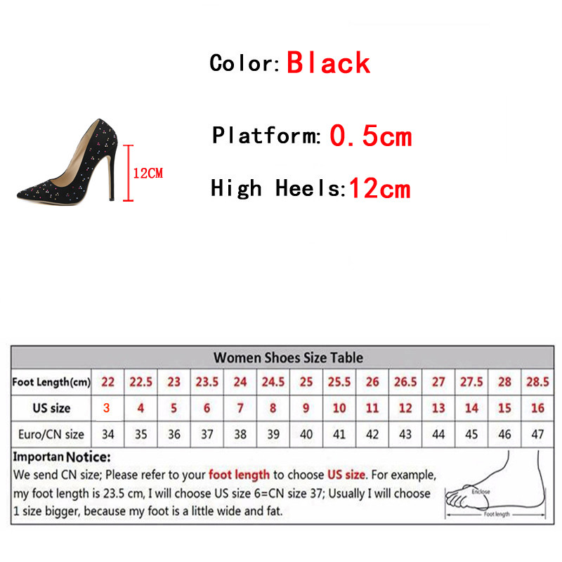 Liyke Proljeće Ljeto Crne visoke potpetice Seksi cipele sa šiljatim prstima od kristala sa vještim dijamantom Ženske cipele na cipele Sandale veličina 42