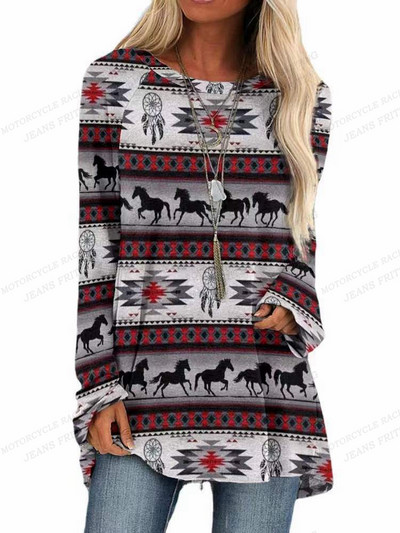 Ženska majica kratkih rukava s 3d printom vuka Ženske modne majice s životinjama Ležerne majice s dugim rukavima Vintage majice širokih majica sova