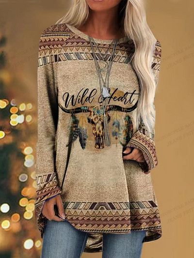 Ženska majica kratkih rukava s 3d printom vuka Ženske modne majice s životinjama Ležerne majice s dugim rukavima Vintage majice širokih majica sova