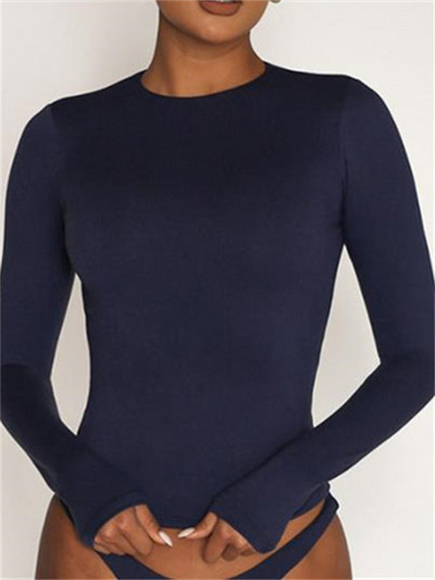 CHRONSTYLE Ženske ležerne majice dugih rukava Proljeće Jesen Jednobojni uski puloveri Majice majica Ženska ulična odjeća Base Majice majice