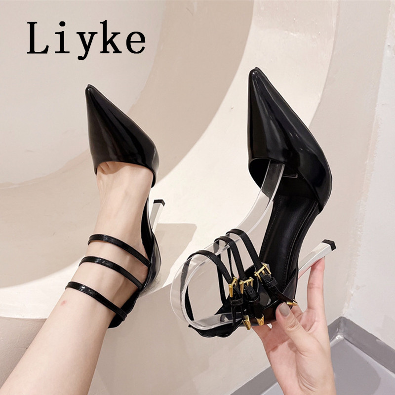 Liyke Mărimea 35-41 Sexy Fetish Tocuri Înalte Femei Pompe 2023 Moda gleznă Curea Curea Pantofi de club de noapte Sandale de vară pentru femei