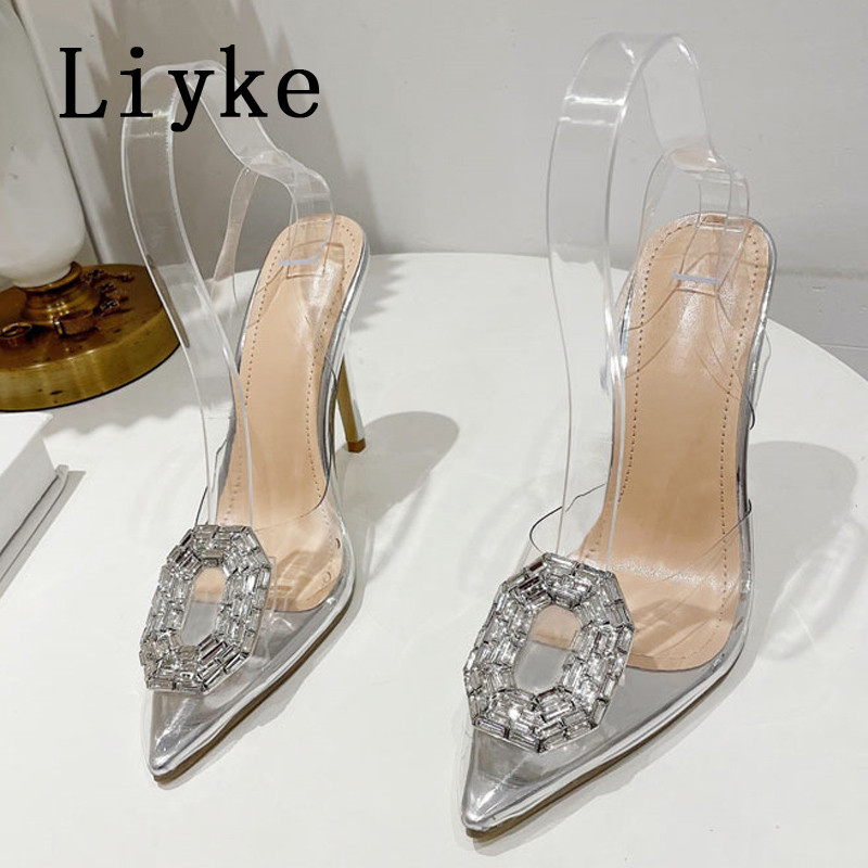Liyke 2023, nove modne ženske sandale na štikle sa vještim kamenčićima, kristalne kopče, svilene cipele sa šiljatim prstima, tanke cipele na visoku petu, cipele za maturalnu zabavu