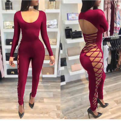 Uued nööriga nööriga komplekteerimisstiilis seksikad liibuvad kombinesoonid ööklubi peol lõbusad ühes tükis naiste püksid DS-8