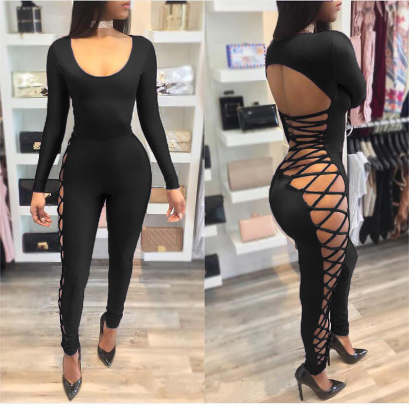 Uued nööriga nööriga komplekteerimisstiilis seksikad liibuvad kombinesoonid ööklubi peol lõbusad ühes tükis naiste püksid DS-8