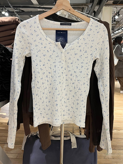 Izdubljena ružičasta majica dugih rukava Ljetna majica s okruglim izrezom i gumbima Pamučna uska seksi majica za žene Vintage Slatke slatke y2k majice Chic