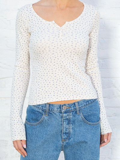 Izdubljena ružičasta majica dugih rukava Ljetna majica s okruglim izrezom i gumbima Pamučna uska seksi majica za žene Vintage Slatke slatke y2k majice Chic