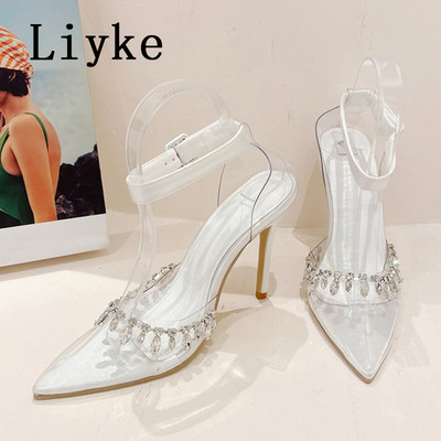 Letné dámske sandále s tenkými podpätkami, špicatou špičkou a platformou, s výstrihom do V, bez ramienok ...