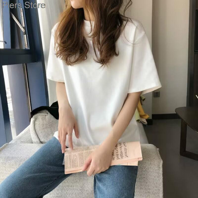 Noul tricou de primăvară vară tricou lung pentru femei Kawaii tricouri femei 2022 toamnă solid tricou supradimensionat alb cu mânecă lungă