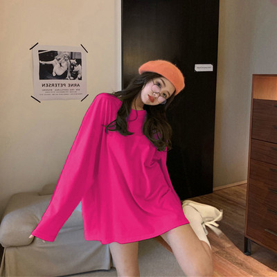 Noul tricou de primăvară vară tricou lung pentru femei Kawaii tricouri femei 2022 toamnă solid tricou supradimensionat alb cu mânecă lungă