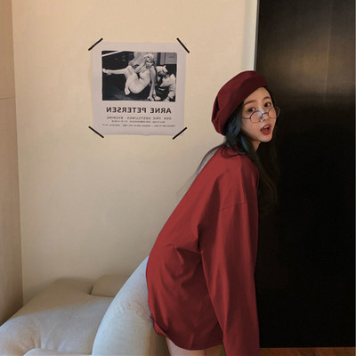 Noul tricou de primăvară vară tricou lung pentru femei Kawaii tricouri femei 2022 toamnă solid tricou supradimensionat alb cu mânecă lungă