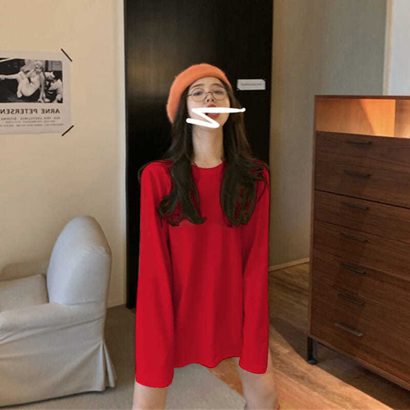 Noul tricou de primăvară vară tricou lung pentru femei Kawaii tricouri femei 2022 toamnă solid tricou supradimensionat alb cu mânecă lungă