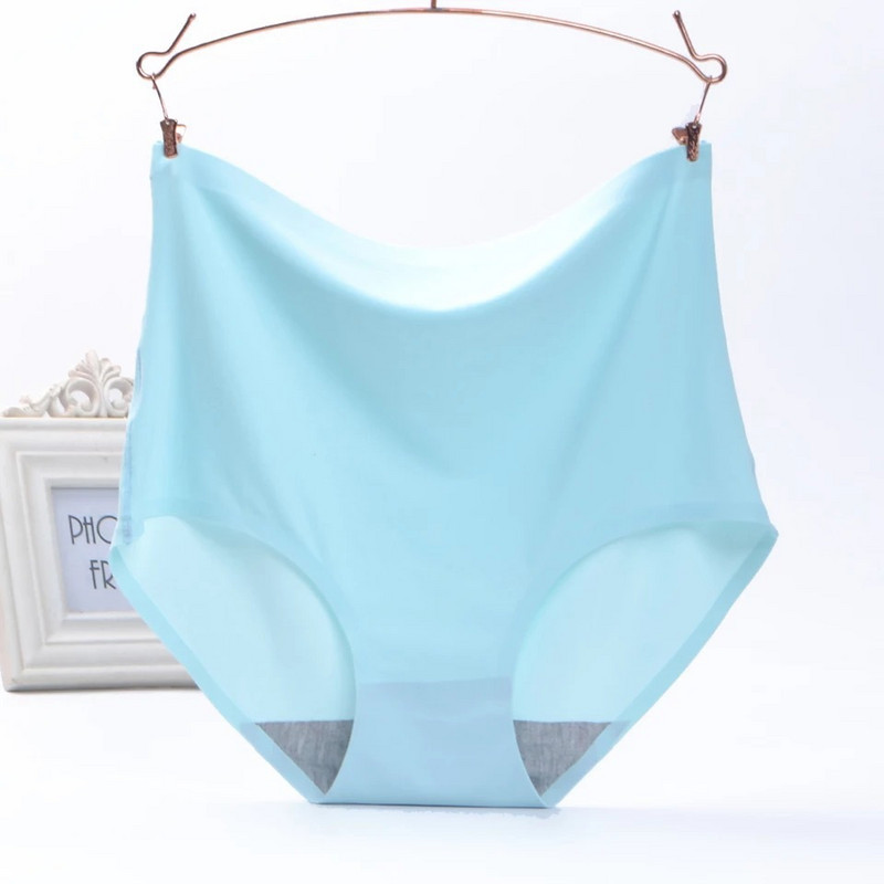 Dámske bezšvové nohavičky Plus Size, ľadovo hodvábne, hladké a mäkké, sexi spodná bielizeň s vysokým pásom, ultratenké priedušné nohavičky 50-100 kg