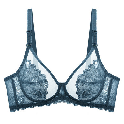 Meizimei Ultra-tanka košarica Seksi čipkano donje rublje Prozirni grudnjak za žene Top donje rublje BH Udoban prozračni grudnjak Crni 34D