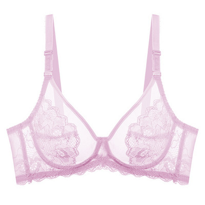 Meizimei Ultra-tanka košarica Seksi čipkano donje rublje Prozirni grudnjak za žene Top donje rublje BH Udoban prozračni grudnjak Crni 34D