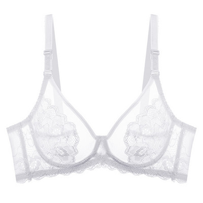 Meizimei Ultra-tanka košarica Seksi čipkano donje rublje Prozirni grudnjak za žene Top donje rublje BH Udoban prozračni grudnjak Crni 34D