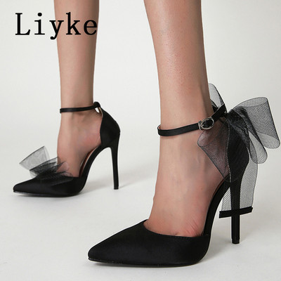 „Liyke“ 2023 m. Nauji šilko lankeliai Elegantiški moteriški vakarėlio vestuviniai batai Seksualūs smailūs pirštai Slingback Aukštakulniai Pumpės Sandalai „Stiletto Mujer“