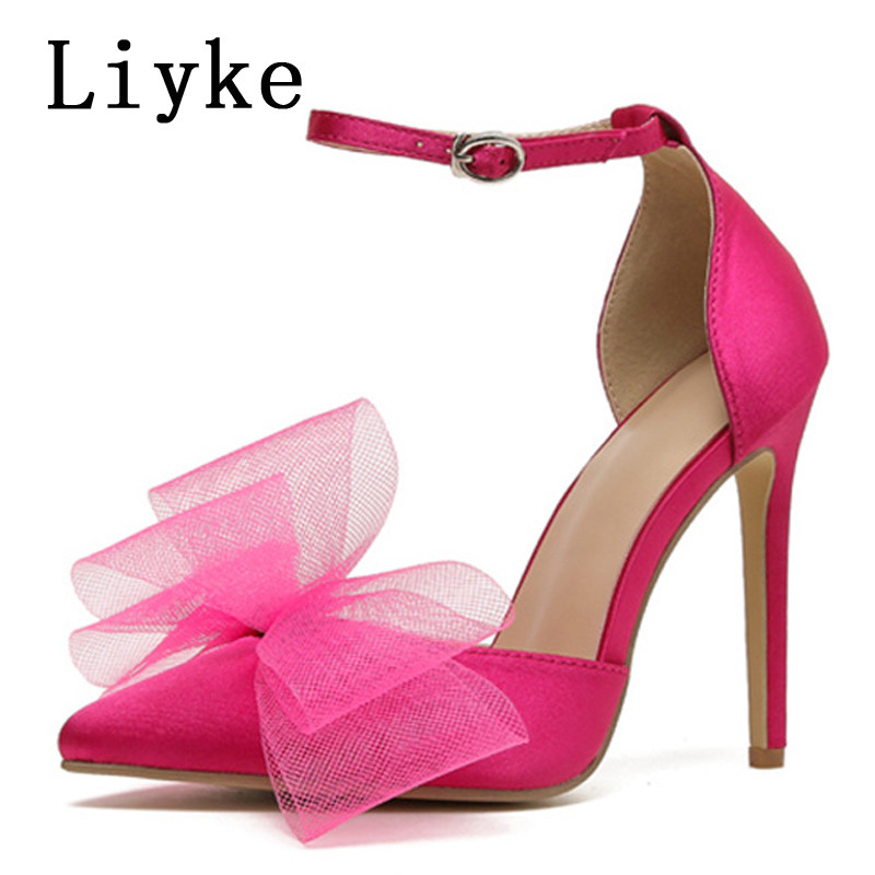 Liyke 2023, nove svilene mašne, elegantne ženske cipele za vjenčanje, seksi špicaste cipele s visokim petama, sandale na visoke pete, sandale na štikle Mujer