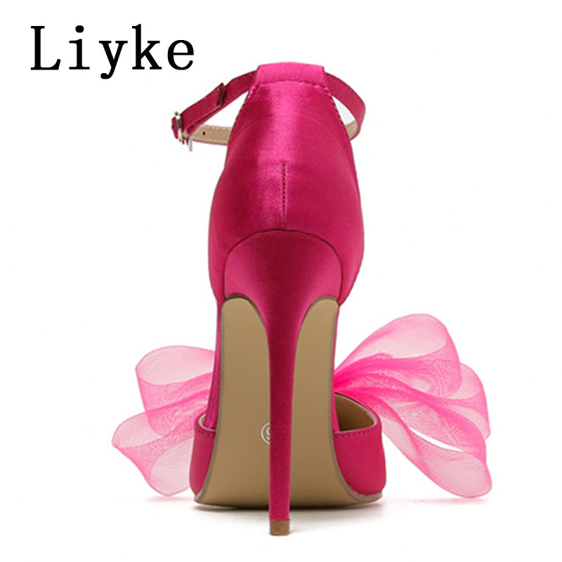 Liyke 2023, nove svilene mašne, elegantne ženske cipele za vjenčanje, seksi špicaste cipele s visokim petama, sandale na visoke pete, sandale na štikle Mujer