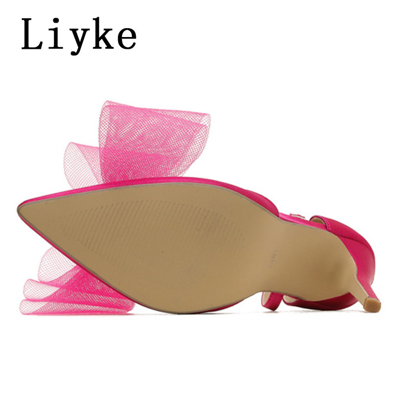 Liyke 2023, nove svilene mašne, elegantne ženske cipele za vjenčanje, seksi špicaste cipele s visokim petama, sandale na visoke pete, sandale na štikle Mujer