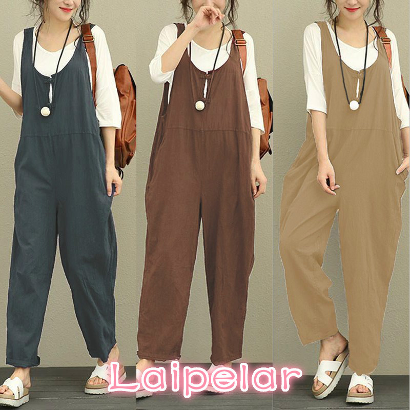 Pamučne lanene hlače u 7 boja Proljeće Jesen Ženski kombinezoni Vintage Kombinezoni bez rukava Bez leđa, Kombinezoni bez naramenica