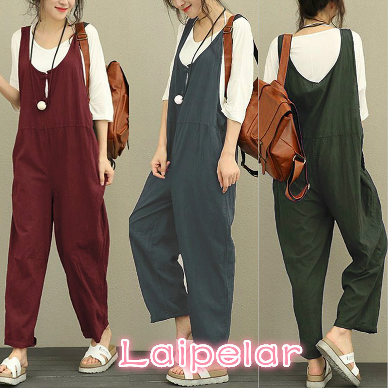 Pamučne lanene hlače u 7 boja Proljeće Jesen Ženski kombinezoni Vintage Kombinezoni bez rukava Bez leđa, Kombinezoni bez naramenica